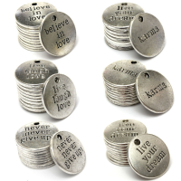 10Pcs Round Shape Carve Words Pendants Diy Jewelry Accessories