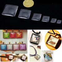 10Pcs Square Shape Clear Glass Cabochon Dome Charm Diy