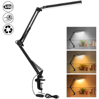 10W LED bureau lamp met klem verstelbare swingarm dimbaar 10 helderheid niveaus 3 kleurmodi oogzorgverlichting voor thui