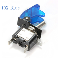 10X Blue Car Cover Led Spst Toggle Rocker Switch Control 12v 20a