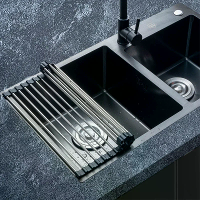 12/15 Buigbare Keuken Gootsteen Drainer RVS Groente Fruit Schalen Borden Afvoer Rek Keuken Gootsteen Plank Keuken Gereed