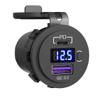 12 24V 48W Dubbele USB Autolader Socket PD3.0&QC3.0 Met LED Voltmeter Aan/Uit Schakelaar Snel Laden Bus Trailer Boten