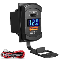 12 24V Dual USB Autolader Stopcontact PD QC3.0 Voedingsadapter met Digitale Display Voltmeter voor Motorfiets Boot Marin