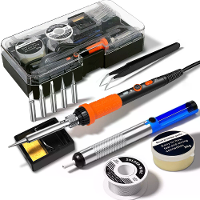 12 Delige soldeerbout premium kit 60W soldeerpistool met keramische verwarmingselement,instelbare temperatuur van 200 to