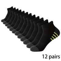 12 Paren heren casual gestreepte sokken, zacht comfortabel laag uitgesneden elastische enkel sokken, fitness sport sokke