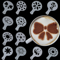 12 Pcs Plastic Latte Mold Cappuccino Coffee Decorating Tool Latte Art Coffee Stencils