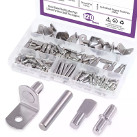120 Stuks 4 stijlen schappennen kit nikkelgesealde ijzeren schapdragers pennen 5mm 6mm kastmeubelschapondersteuningspenn