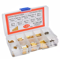 120 Stuks M2 messing afstandhouder spacer kit met verschillende maten, inclusief schroeven en moeren, roestbestendig voo