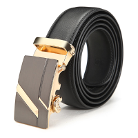 120Cm Men Second Floor Cowhide Frosted Gold Silver Alloy Automatic Buckle Belt