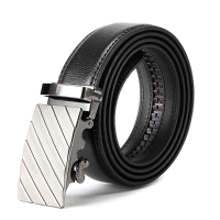 120Cm Men Sloping Grain Design Second Floor Leather Belt Alloy Automatic Buckle Pants Strip