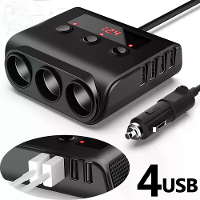 120W 3Socket Auto Oplaadadapter 4USB Auto 12V/24V Auto Socket Splitter met Spanningmonitorweergave Onafhankelijke Schake