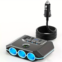 120W Auto oplader Adapter 7 in 1 4 USB 3 Socket Splitter Opladen Onafhankelijke Schakelaars DC Aansluiting Spanning Weer