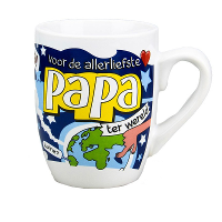 Cartoon cadeau koffie mok/beker   voor de allerliefste papa ter wereld   300 ml   Vaderdag