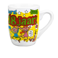Cartoon cadeau koffiemok   18 jaar   beker   verjaardagscadeau   300 ml   18e verjaardag