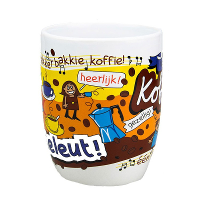 Cartoon koffiemok/theebeker koffieleut met grappige tekst   300 ml   collega