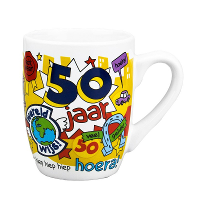 Koffiemok   50 jaar Abraham   verjaardag cadeau drinkbeker   300 ml