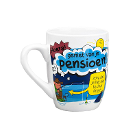 Koffiemok/beker hoera pensioen thema   300 ml   pensioen   Cadeau   feestartikelen   Afscheid