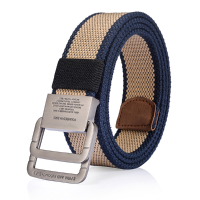 125Cm Mens Canvas Belt Double Ring Alloy Buckle Tactical Durable Pants Waistband