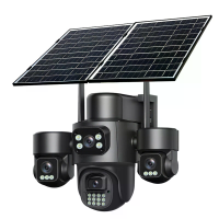 12MP Zonnelicht Aangedreven 4G Quad Lens PTZ Beveiligingscamera Buiten wifi AI Mensen Beweging Kleur Nachtzicht Two Way