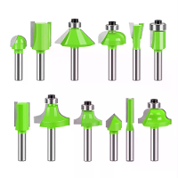 12PCS Freesbitset 1/4 Inch Schacht Tungsten Carbide Houtbewerking Frees voor Hardhout,Multiplex,Spaanplaat Gravuremachin