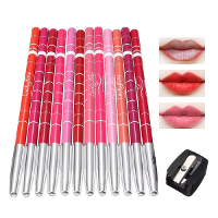 12Pcs Professional Lipliner Waterproof Lip Pencil With Lid 15cm Makupe Liner Set