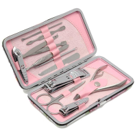 12Pcs Stainless Steel Flower Leather Case Nail Clipper Set