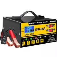 12V 24V 600A Slimme Puls herstel Snelle Oplader 6AH 400AH Automatische Batterijlader Lood zuur Onderhoudsvrij