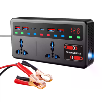12V 24V naar 220V Piek 200W Digitale Display Auto omvormer Vlamvertragend ABS met USB Type C Snelladen