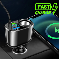 12V 24V Universele autolader Autolader met snelle oplaadadapter 66W USB telefoonlader 360° rotatie voor iPhone Samsung X