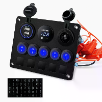 12V 24V Universele schakelaarpaneel met USB voltmeter 5 gang roer schakelaarpaneel met dubbele USB poort 5V 4.2A voltmet