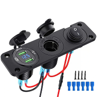 12V 3 in 1 Autolader Stopcontact Waterdichte Dual USB QC3.0 Uitlaatpaneel Schakelaar Voltmeter voor RV Marine Boot