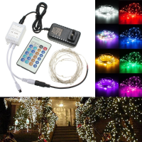 12V 5m 50led Silver Wire Xmas String Fairy Light Remote Controller With Adapter