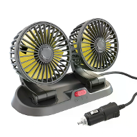 12V Dual Head Autoventilator Koelventilatoren 360° 2 Snelheden Verstelbaar Klein formaat Vijfbladige Sterke Wind met Par