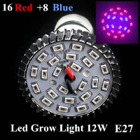 12W E27 16 Red 8 Blue Garden Plant Grow Led Bulb Greenhouse Plant Seedling Growth Light