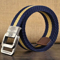 130Cm Mens Alloy Buckle Canvas Military Belt Outdoor Climbing Tactical Double Ring Buckle Belts