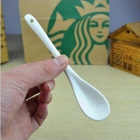 13Cm White Bone China Coffee Long Spoon