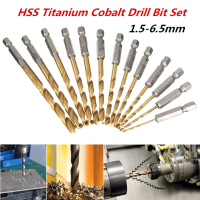 13Pcs 1/4 Inch Hex Shank 1.5 6.5Mm Hss Titanium Coated Drill Bit Set