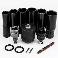 14 Delige elektrische slagmoersleutel hexagon socket adapter set boorkop aandrijving adapter set metaal zilver zwart hog