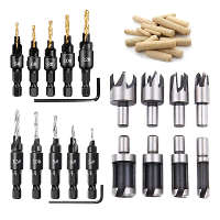 14 Stuks Houten Plug Snijder Boor Snijgereedschap Boorset Recht en Taps Taps Houtbewerking Kurk Boor Bit 5/8