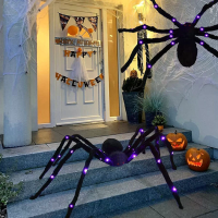 150 Cm Halloween Luminous Spider Pluche Spin Buiten Decoratie Hangende Web Spin Paars Luminous Trick Eng Simulatie
