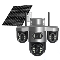 15MP HD V380 Pro Zonne energie PTZ Camera Drie Lenzen Automatische Tracking 10X Zoom Kleur Nachtzicht IP66 Draadloze Bui