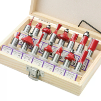 15PCS Houtbewerking Frees Cutter Set Tungsten Staal YG8 Legering Bladen Warmtebestendige Coating Meerdere Shank Maten vo
