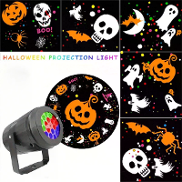 16 Patronen Halloween Sfeer Decoratie Licht Halloween Projectie Lamp LED Fantasy Licht Met Dynamische Pompoen Skelet Spi