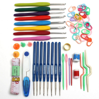 16 Sizes Aluminum Sweater Scarf Hat Crochet Hooks Diy Craft Knitting Needle Kits
