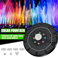 16Cm Solar Floating Fontein met Licht 3W LED Zonne Vogelbad Verlichtingssensor met 6 Nozzles Automatisch Aan/Uit voor Tu