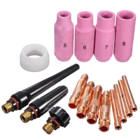 16Pcs Tig Accessories Kit Long Alumina Gas Lens Nozzle & Collets Bodies For Tig Welding Torch Wp Sr 17 18 26 Series