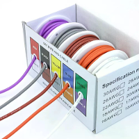 18/20/22/24AWG 5 Kleuren Mix Doos Super Zacht Siliconen Draad 5M/rol Warmtebestendige Flexibele Verzilverd Koper Strande