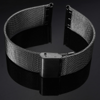 18/20/22/24Mm Black Stainless Steel Mesh Net Watch Band