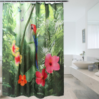 180*200Cm 72 Inch Polyester Shower Curtain Parrot Waterproof Fabric Curtains For Bathroom
