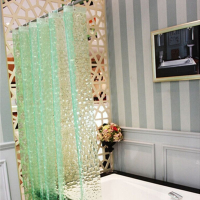180X180cm Peva Waterproof Water Cube Pattern Thicker Bath Shower Curtain